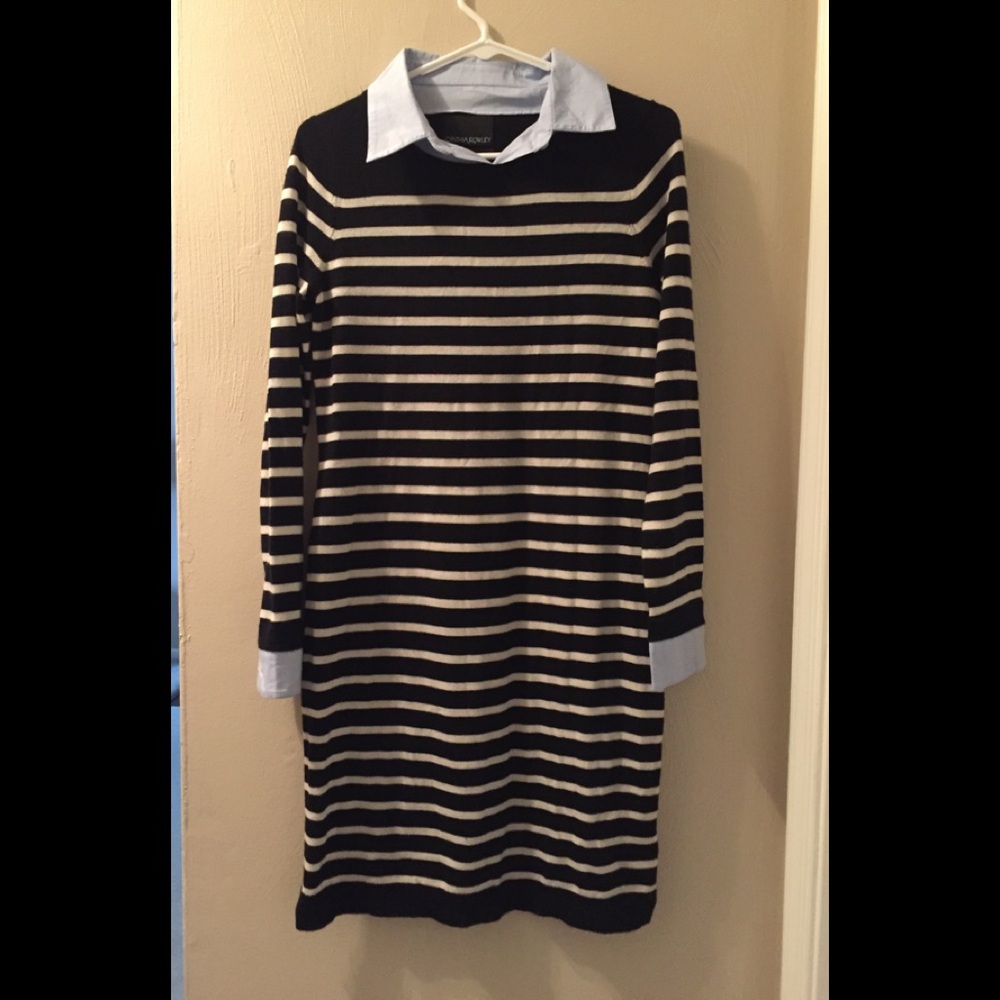Cynthia Rowley Striped Sweater Dress with Collar M